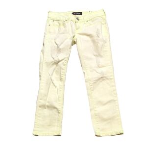 Guess Yellow Y2K Distressed Crop Jeans Size 24